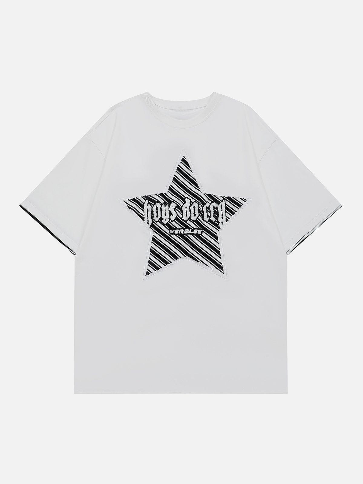 T-Shirt mit gesticktem Streifen und Stern 