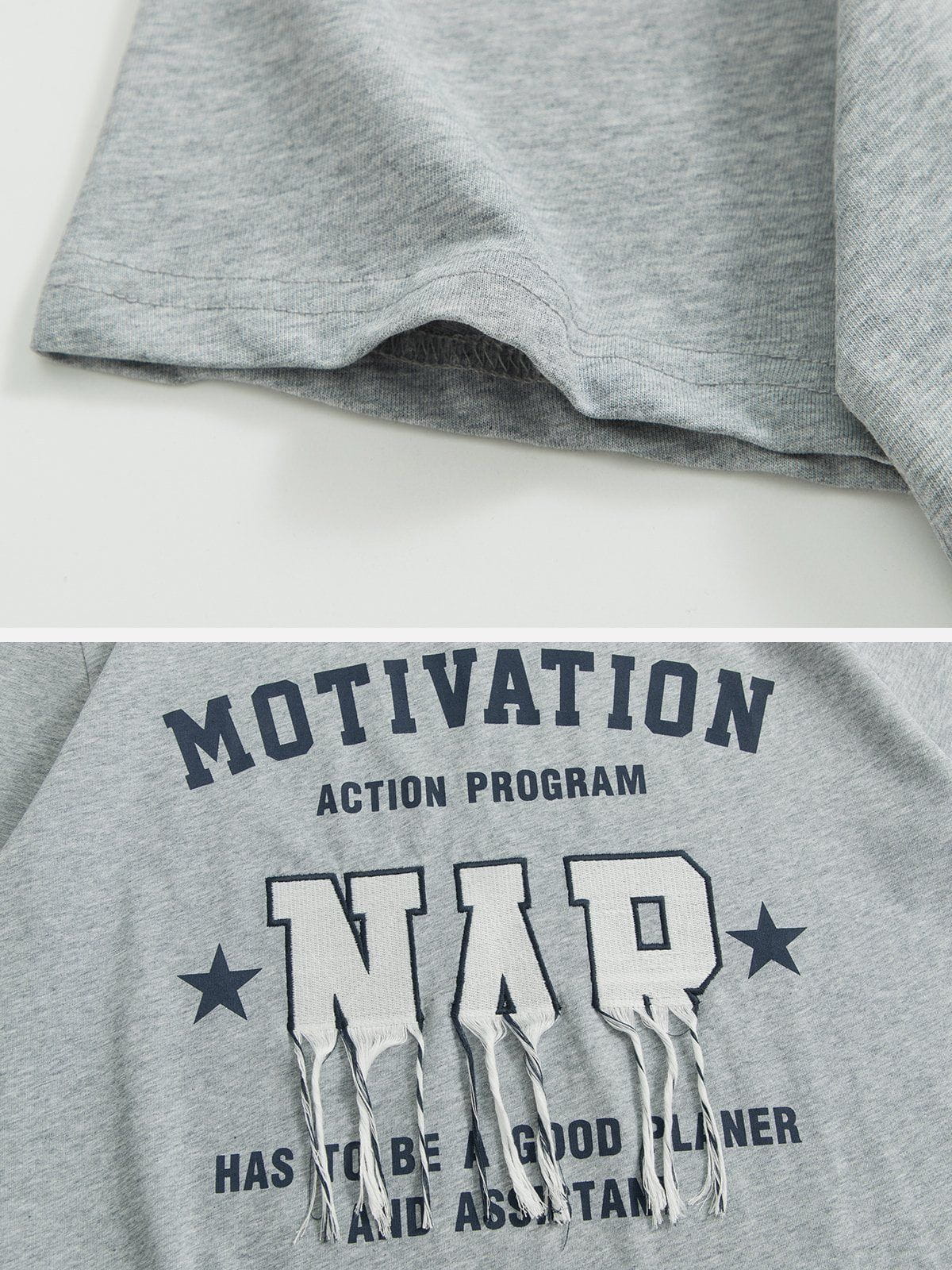T-Shirt mit Stern-Stickerei und Quaste 