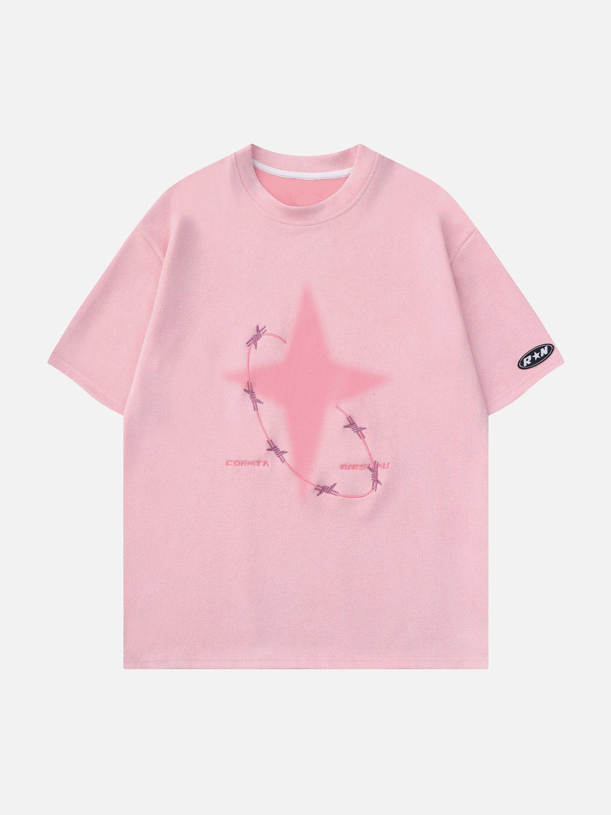 T-Shirt mit Stickerei und Dornenstern-Grafik 