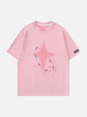 T-Shirt mit Stickerei und Dornenstern-Grafik 