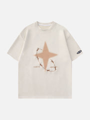 T-Shirt mit Stickerei und Dornenstern-Grafik 