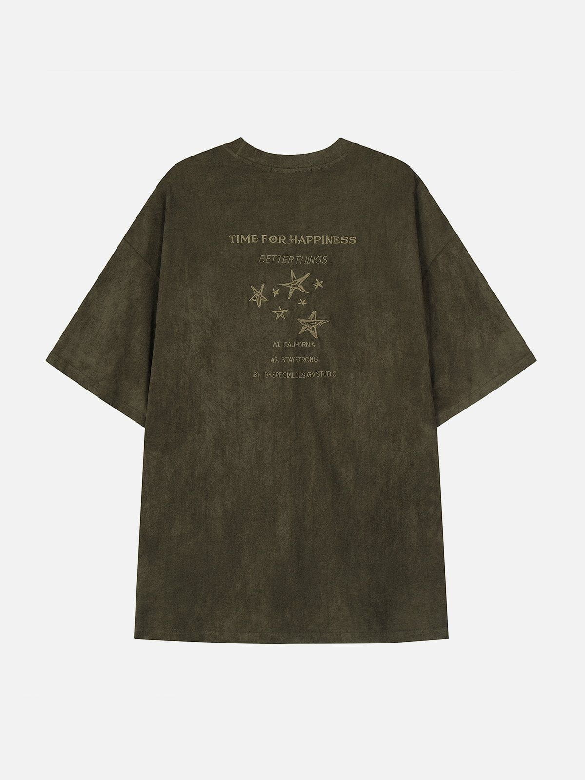 T-Shirt mit Stickerei und Dornen-Stern-Print 