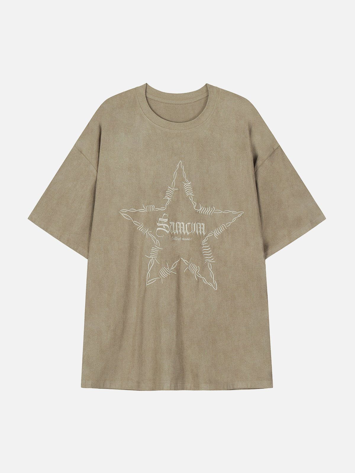 T-Shirt mit Stickerei und Dornen-Stern-Print 