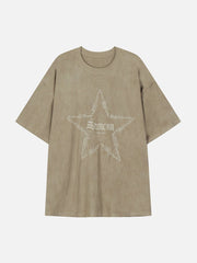 T-Shirt mit Stickerei und Dornen-Stern-Print 