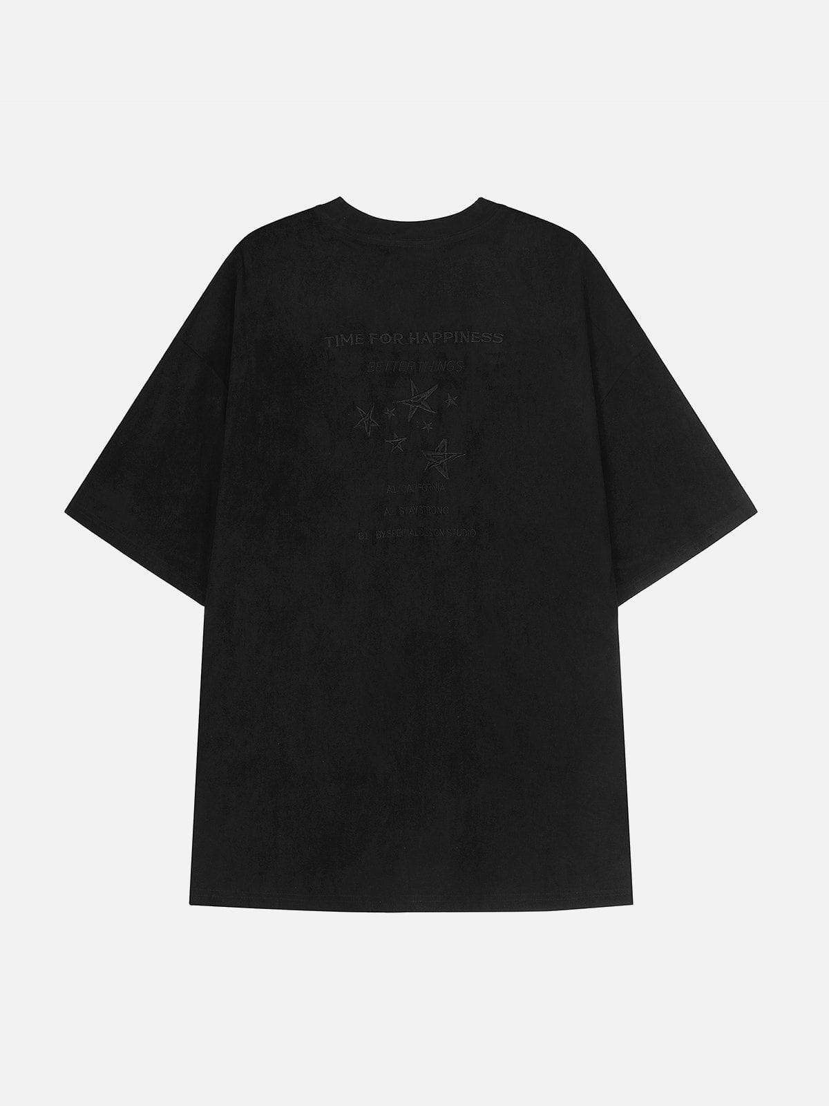 T-Shirt mit Stickerei und Dornen-Stern-Print 