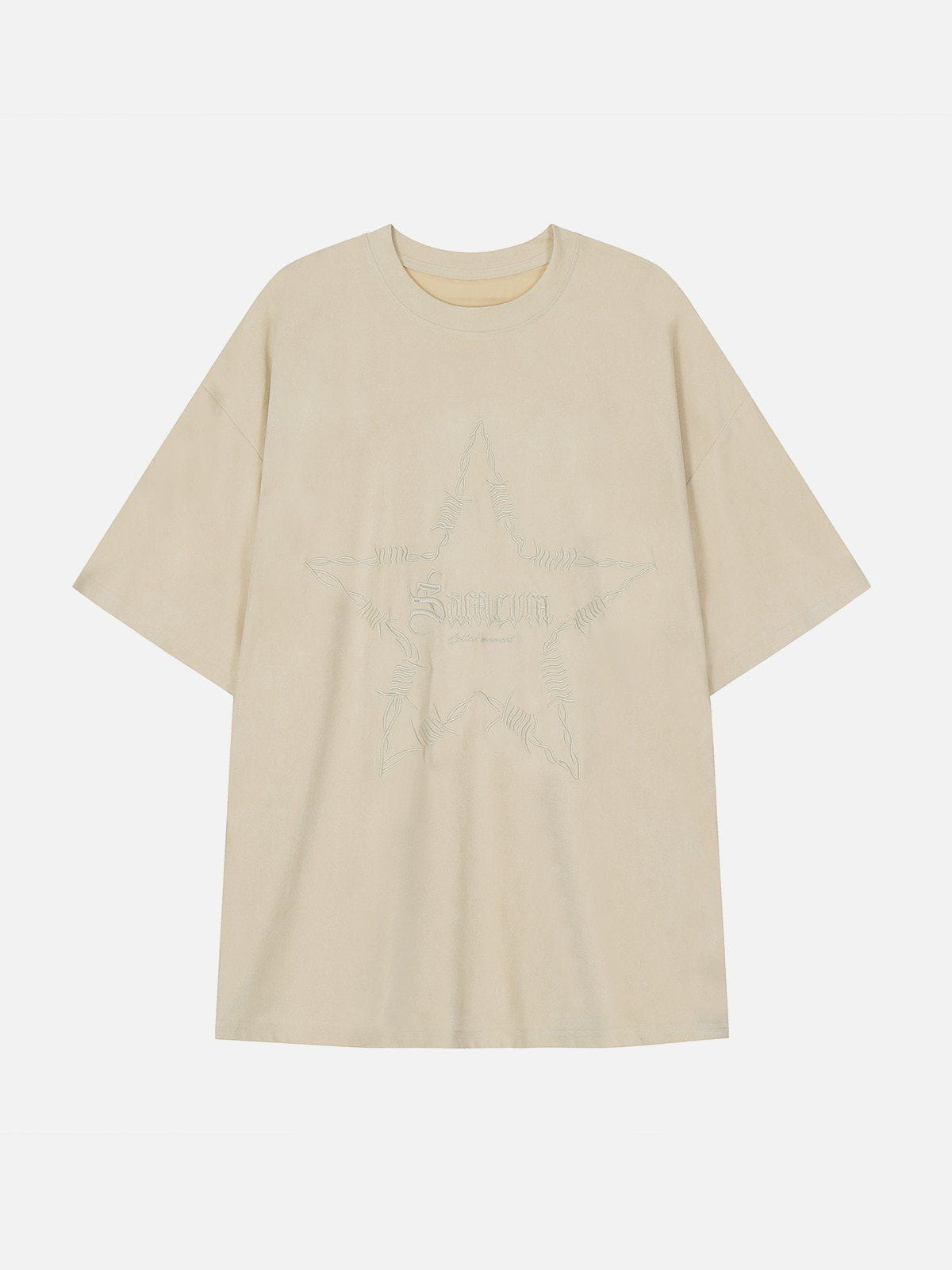 T-Shirt mit Stickerei und Dornen-Stern-Print 