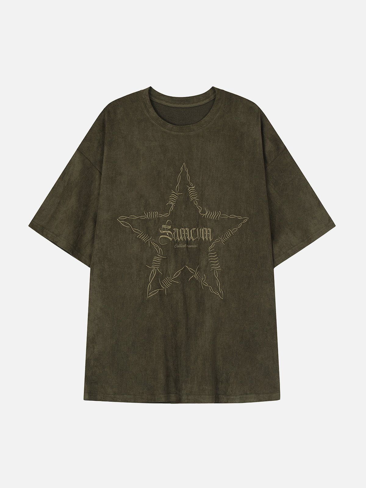 T-Shirt mit Stickerei und Dornen-Stern-Print 