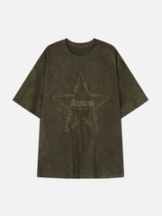 T-Shirt mit Stickerei und Dornen-Stern-Print 