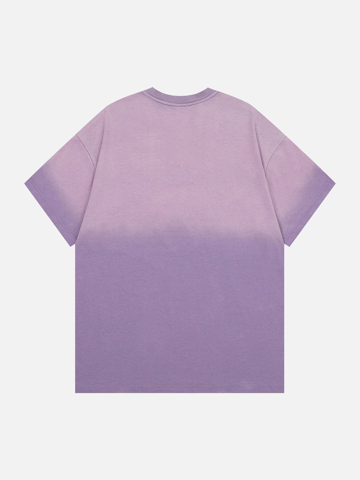 Gewaschenes T-Shirt mit Farbverlauf und Stickerei 