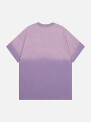 Gewaschenes T-Shirt mit Farbverlauf und Stickerei 