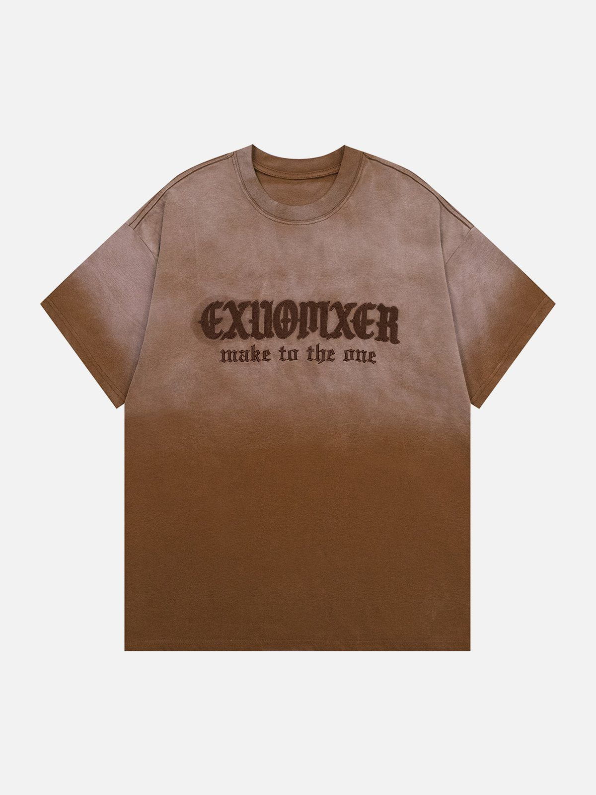 Gewaschenes T-Shirt mit Farbverlauf und Stickerei 