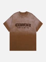 Gewaschenes T-Shirt mit Farbverlauf und Stickerei 