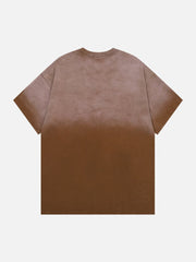 Gewaschenes T-Shirt mit Farbverlauf und Stickerei 