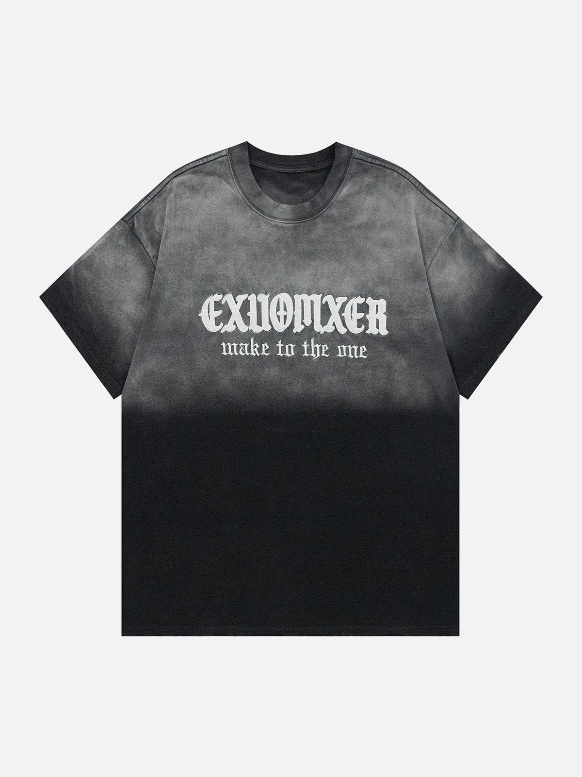 Gewaschenes T-Shirt mit Farbverlauf und Stickerei 