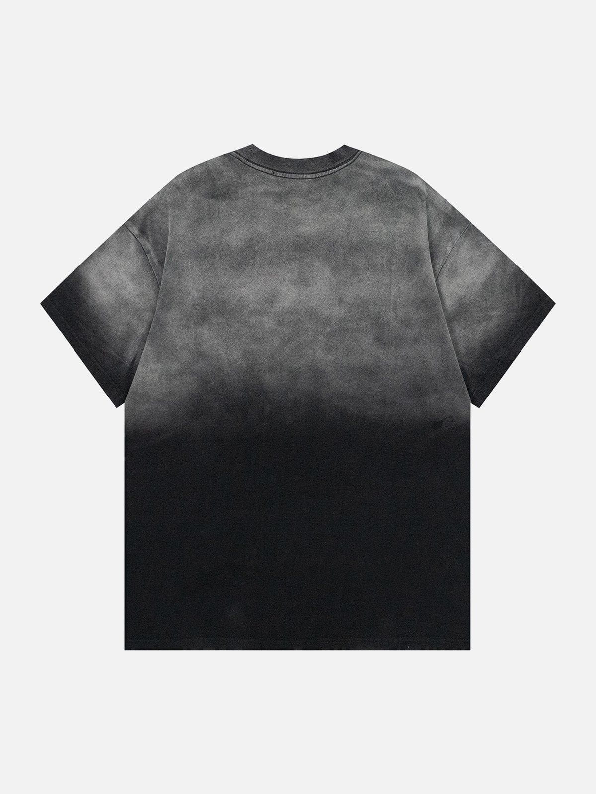 Gewaschenes T-Shirt mit Farbverlauf und Stickerei 