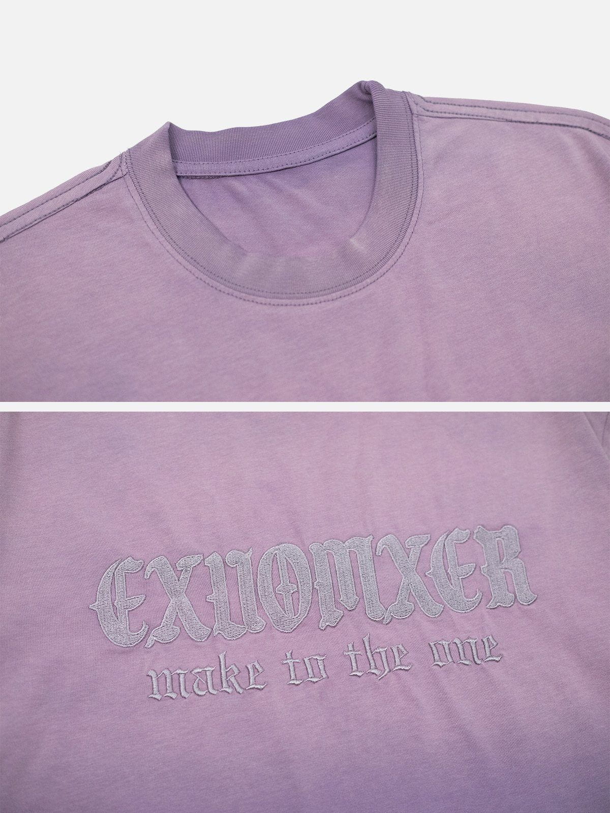 Gewaschenes T-Shirt mit Farbverlauf und Stickerei 