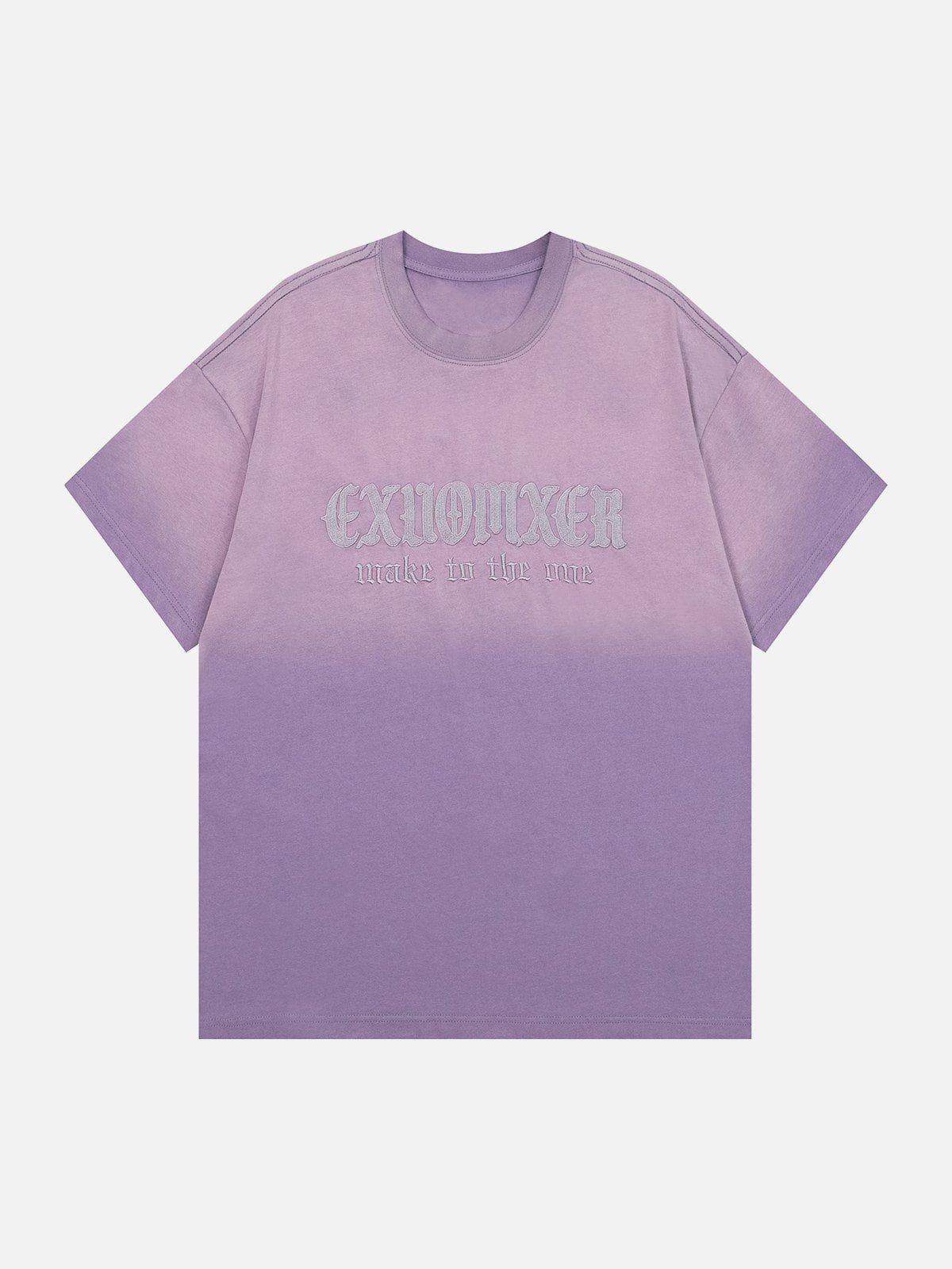 Gewaschenes T-Shirt mit Farbverlauf und Stickerei 