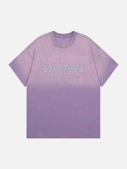 Gewaschenes T-Shirt mit Farbverlauf und Stickerei 