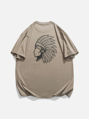 T-Shirt mit ethnischem Kleid-Portrait-Print 