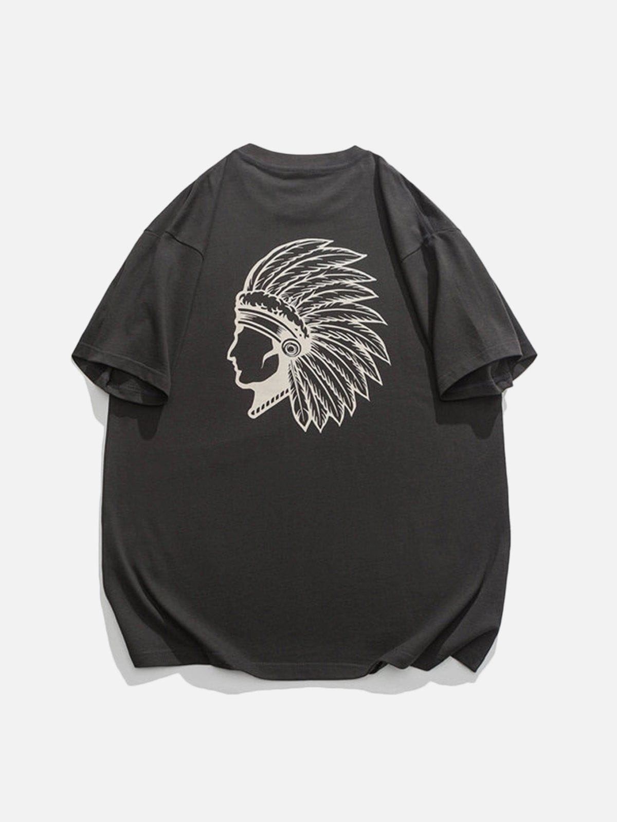 T-Shirt mit ethnischem Kleid-Portrait-Print 