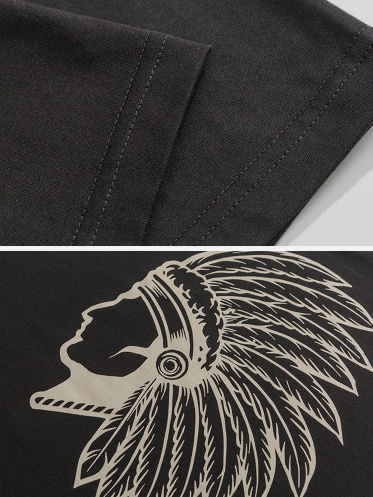 T-Shirt mit ethnischem Kleid-Portrait-Print 