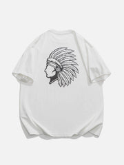T-Shirt mit ethnischem Kleid-Portrait-Print 