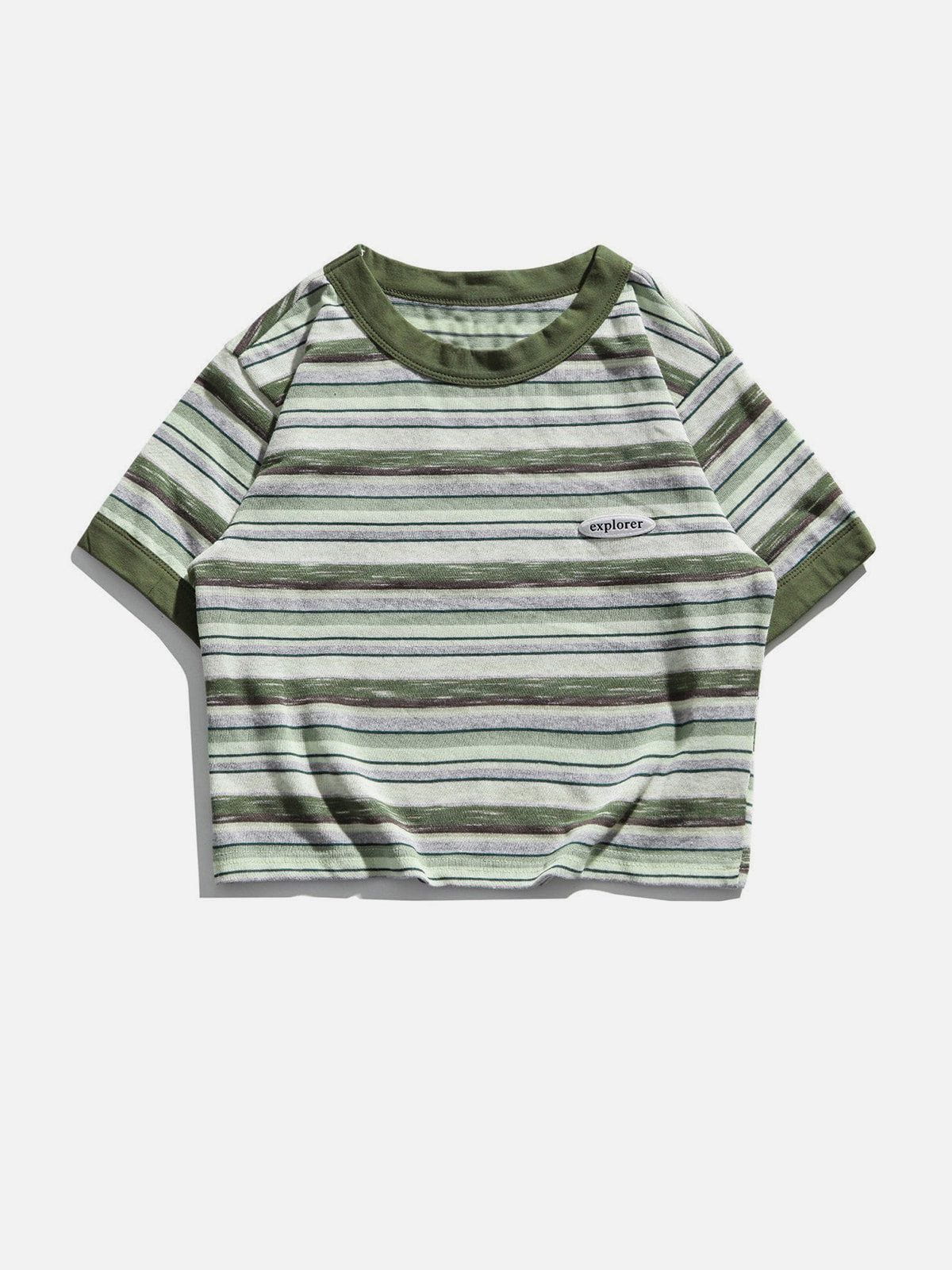 "Explorer" Stripe Crop Tee