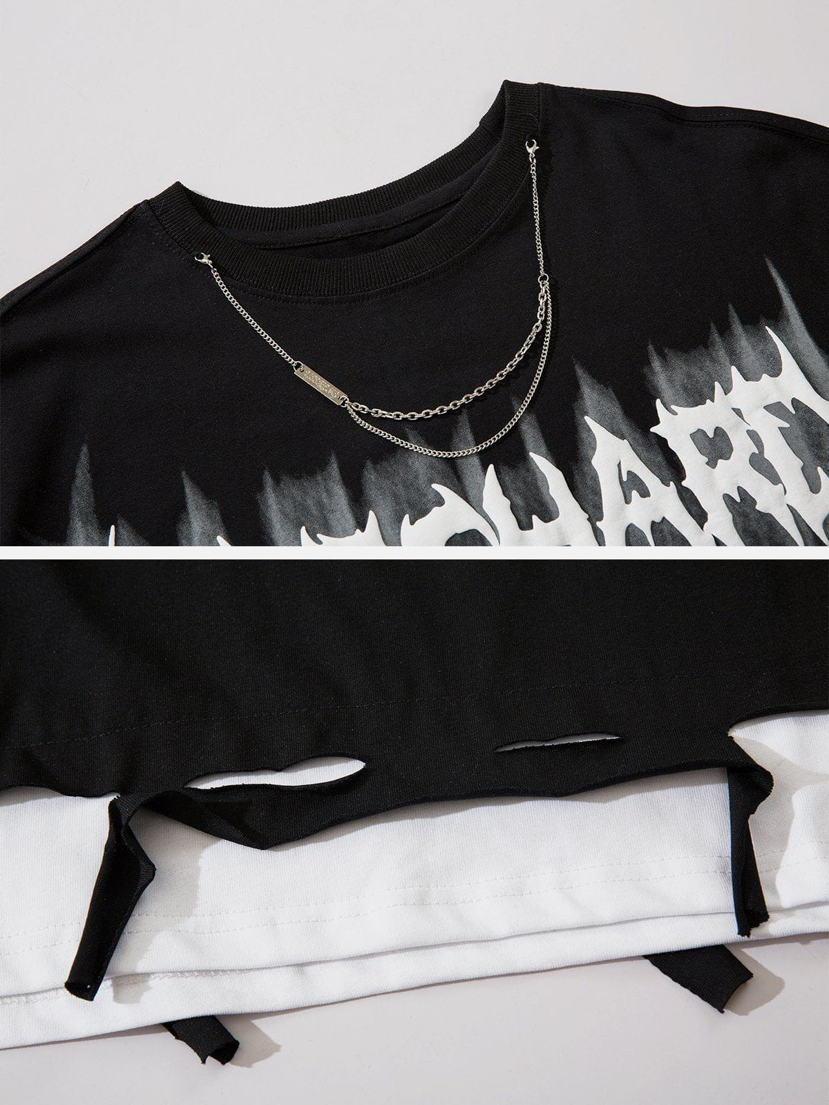 Gefälschtes T-Shirt mit zwei Löchern 