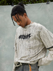 Faux t-shirt en laine texturé vieilli deux pièces 