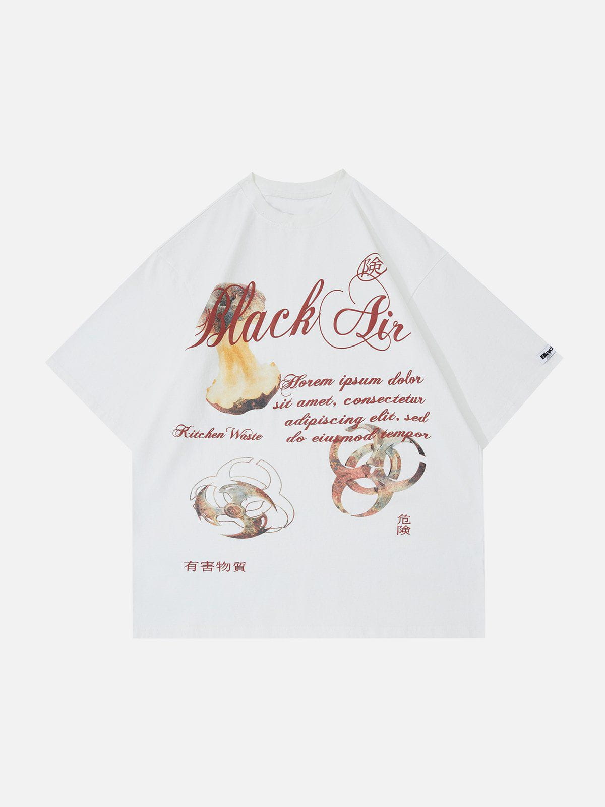 Baumwoll-T-Shirt mit Feuer-Grafik 