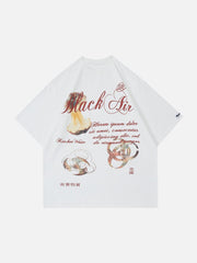 Baumwoll-T-Shirt mit Feuer-Grafik 