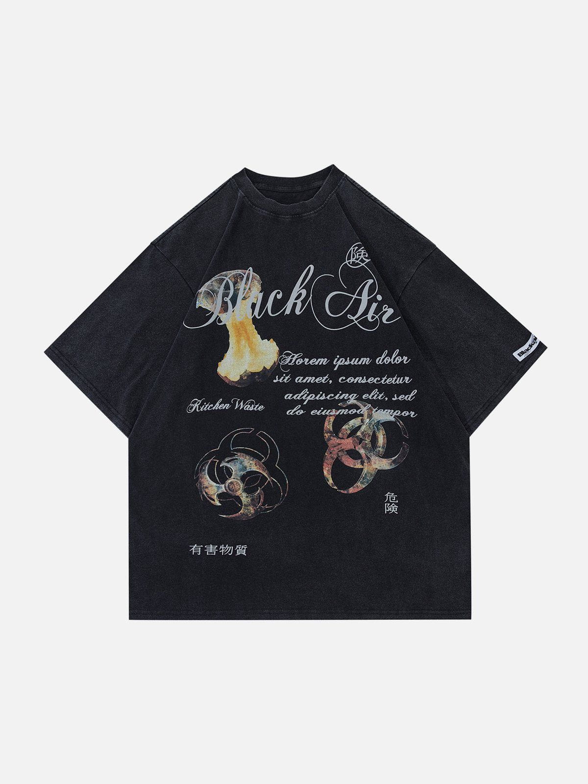 Baumwoll-T-Shirt mit Feuer-Grafik 