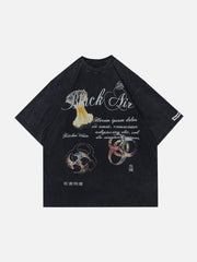 Baumwoll-T-Shirt mit Feuer-Grafik 