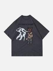 Baumwoll-T-Shirt mit Feuer-Grafik 