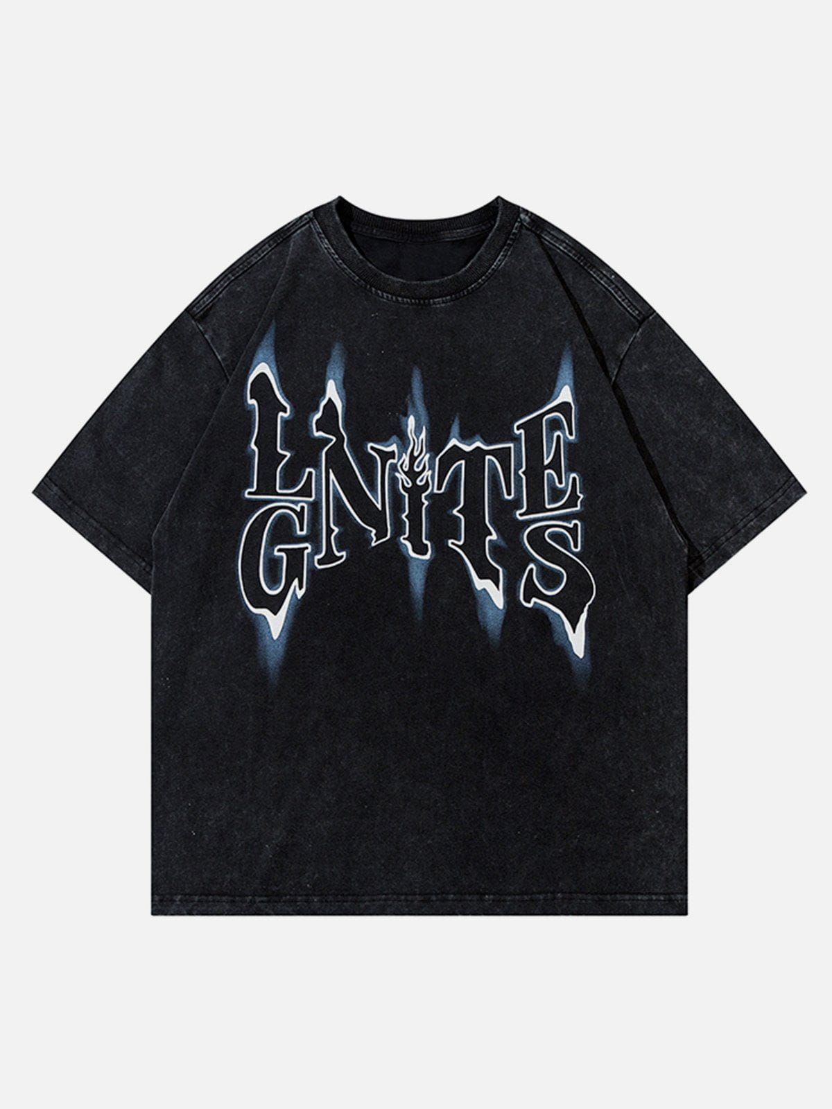 T-Shirt mit Flammenschrift-Print 