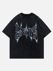 T-Shirt mit Flammenschrift-Print 