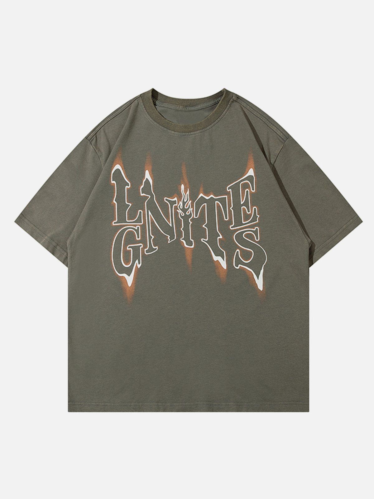T-Shirt mit Flammenschrift-Print 