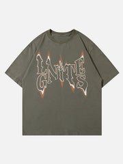 T-Shirt mit Flammenschrift-Print 