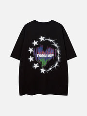 T-Shirt mit Flammen-Buchstaben-Grafik 