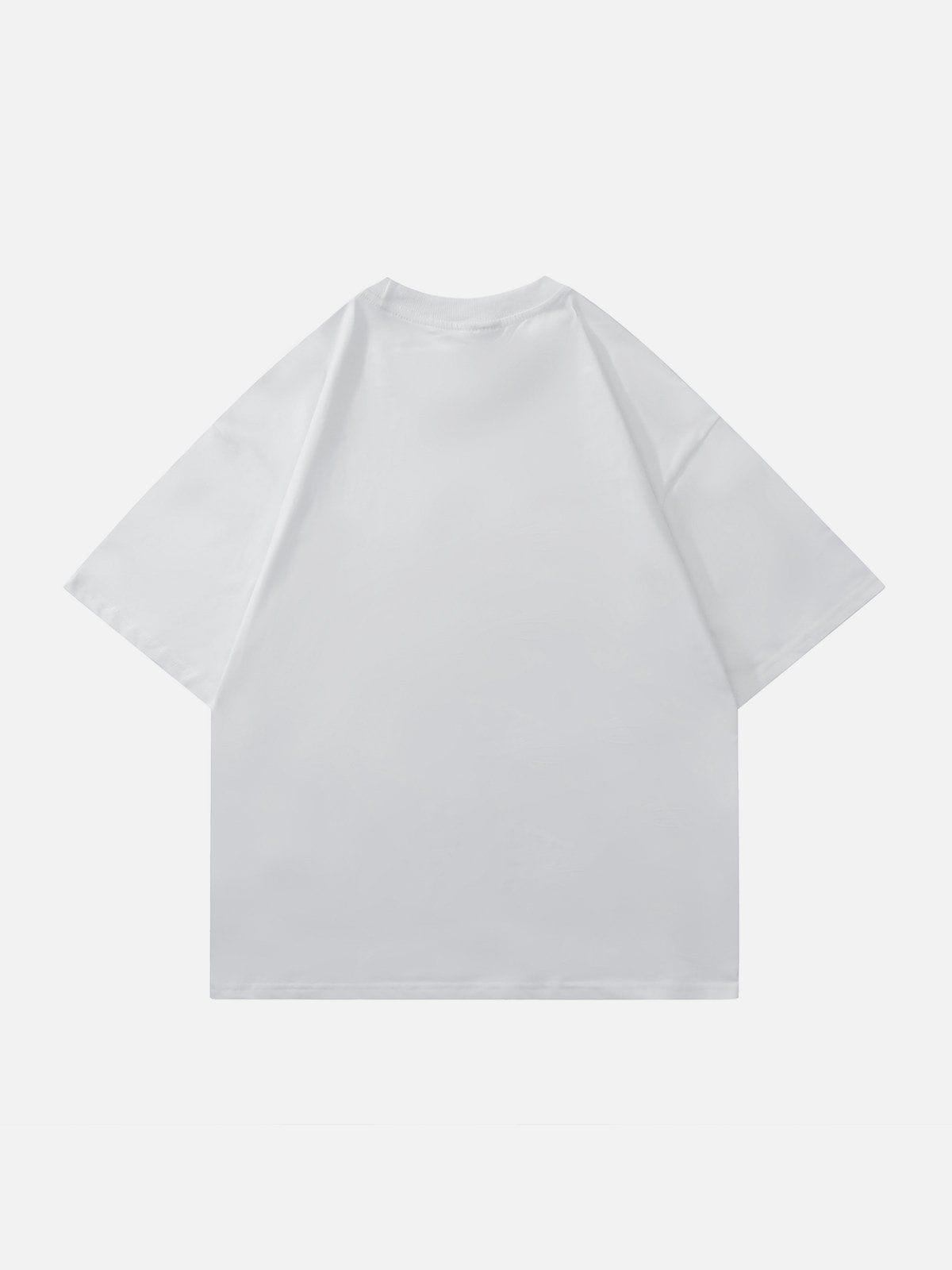 T-Shirt mit Batik-Grafik und Flammenbuchstaben 