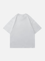 T-Shirt mit Batik-Grafik und Flammenbuchstaben 