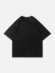 T-Shirt mit Batik-Grafik und Flammenbuchstaben 