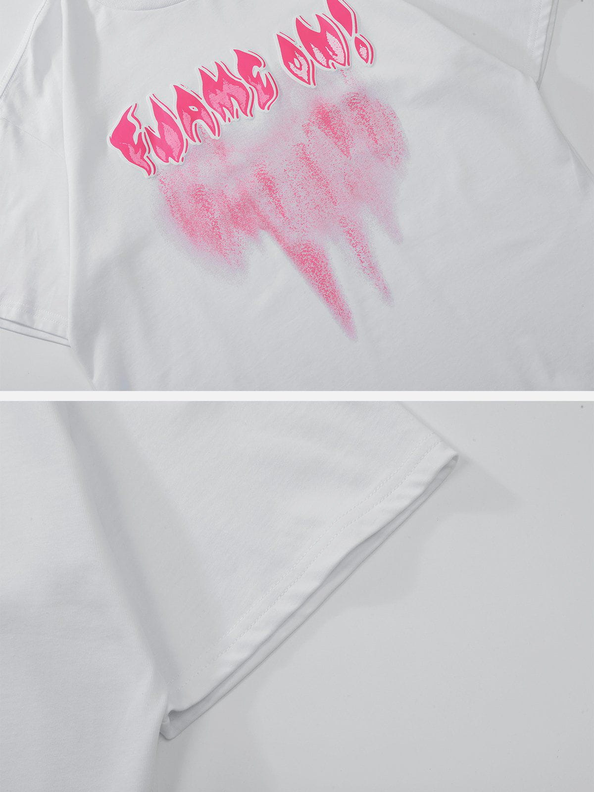 T-Shirt mit Batik-Grafik und Flammenbuchstaben 