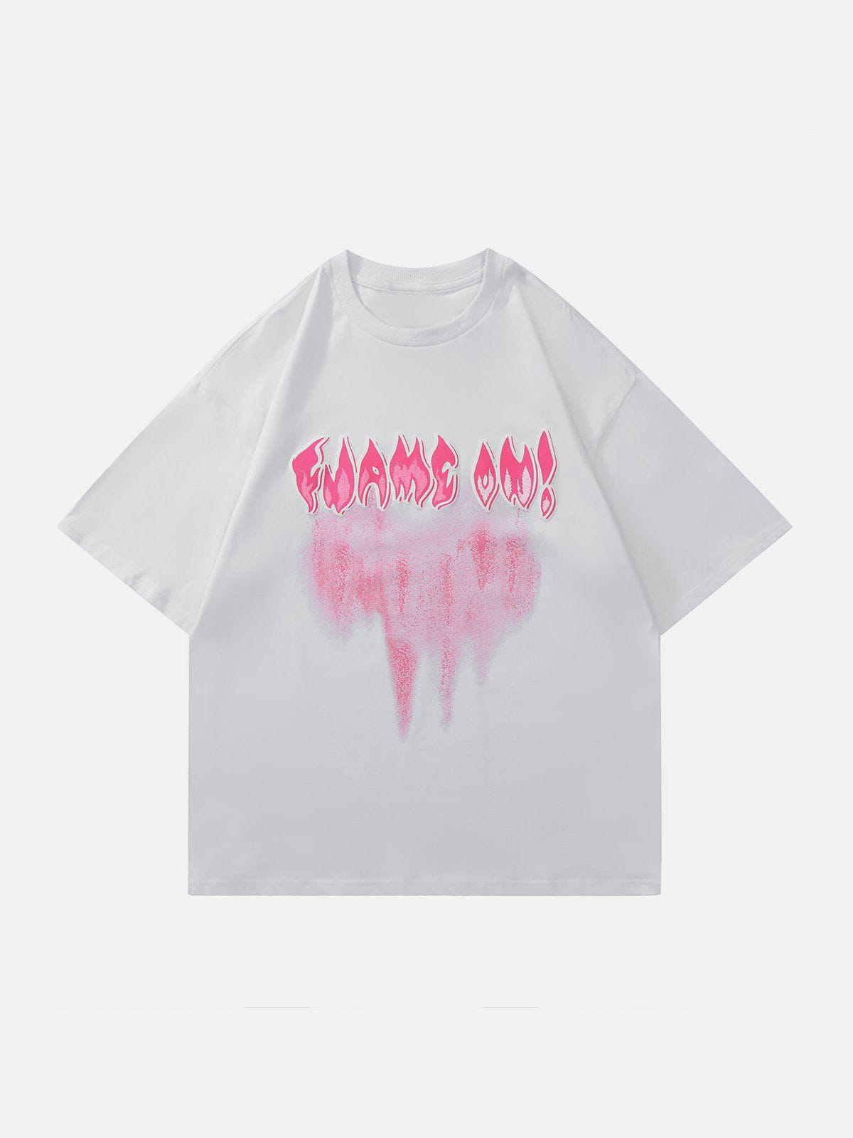 T-Shirt mit Batik-Grafik und Flammenbuchstaben 