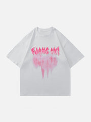 T-Shirt mit Batik-Grafik und Flammenbuchstaben 