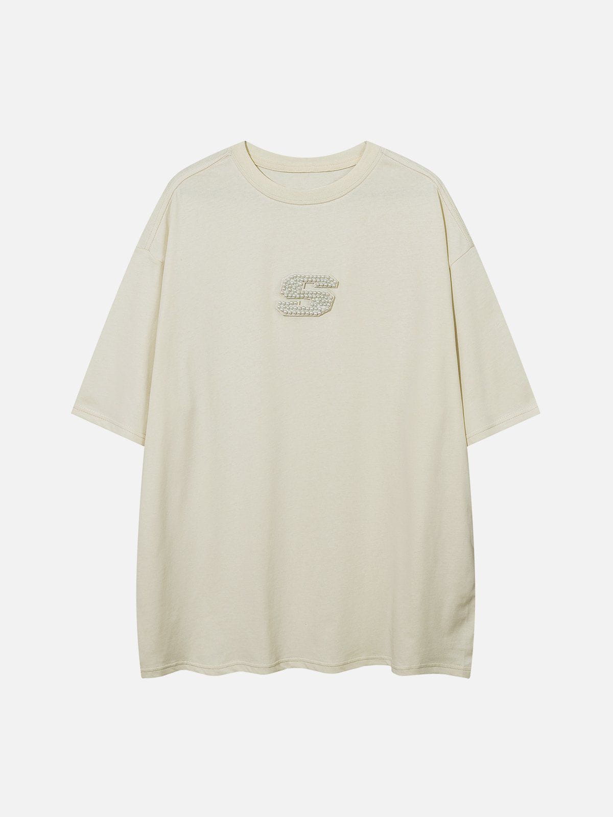 T-Shirt mit flachem, besticktem Klettverschluss und hochwertigen Perlen 