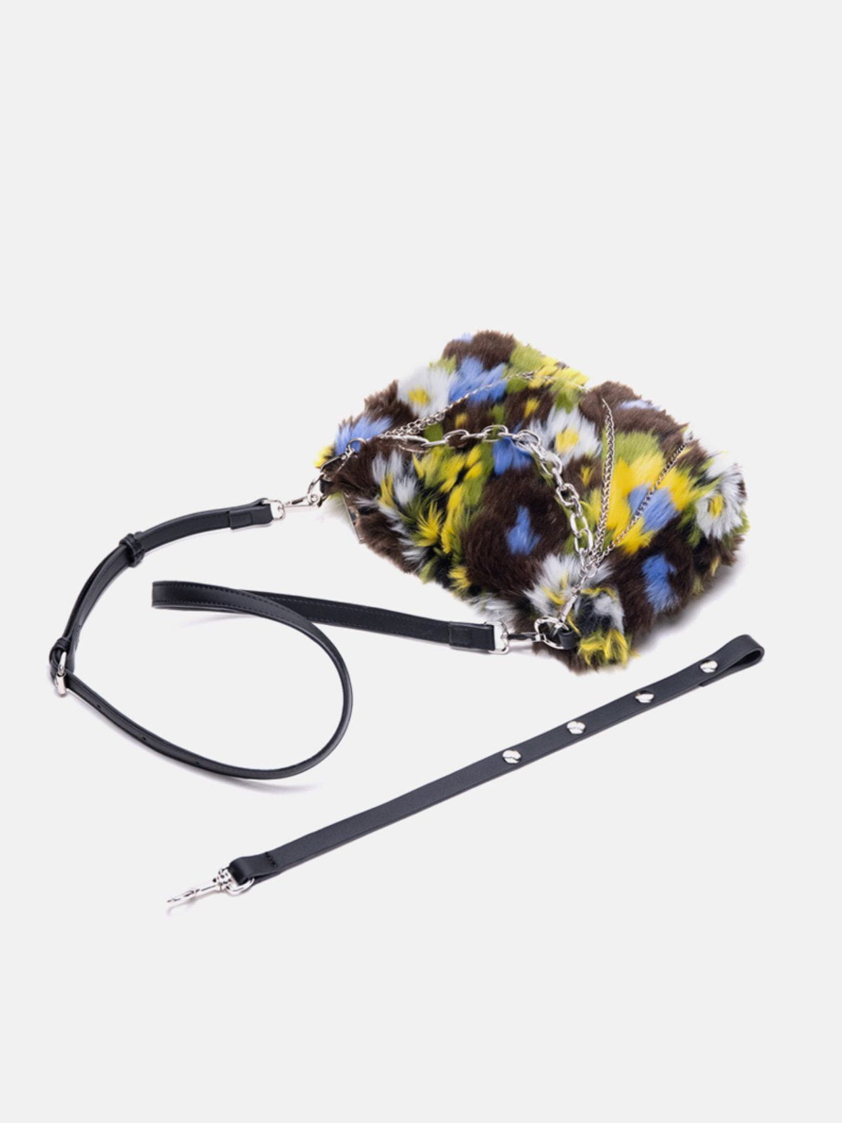 Fleece Flower Chain Baguette Bag