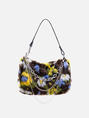 Fleece Flower Chain Baguette Bag