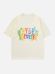 Flocked Color Letter TEE