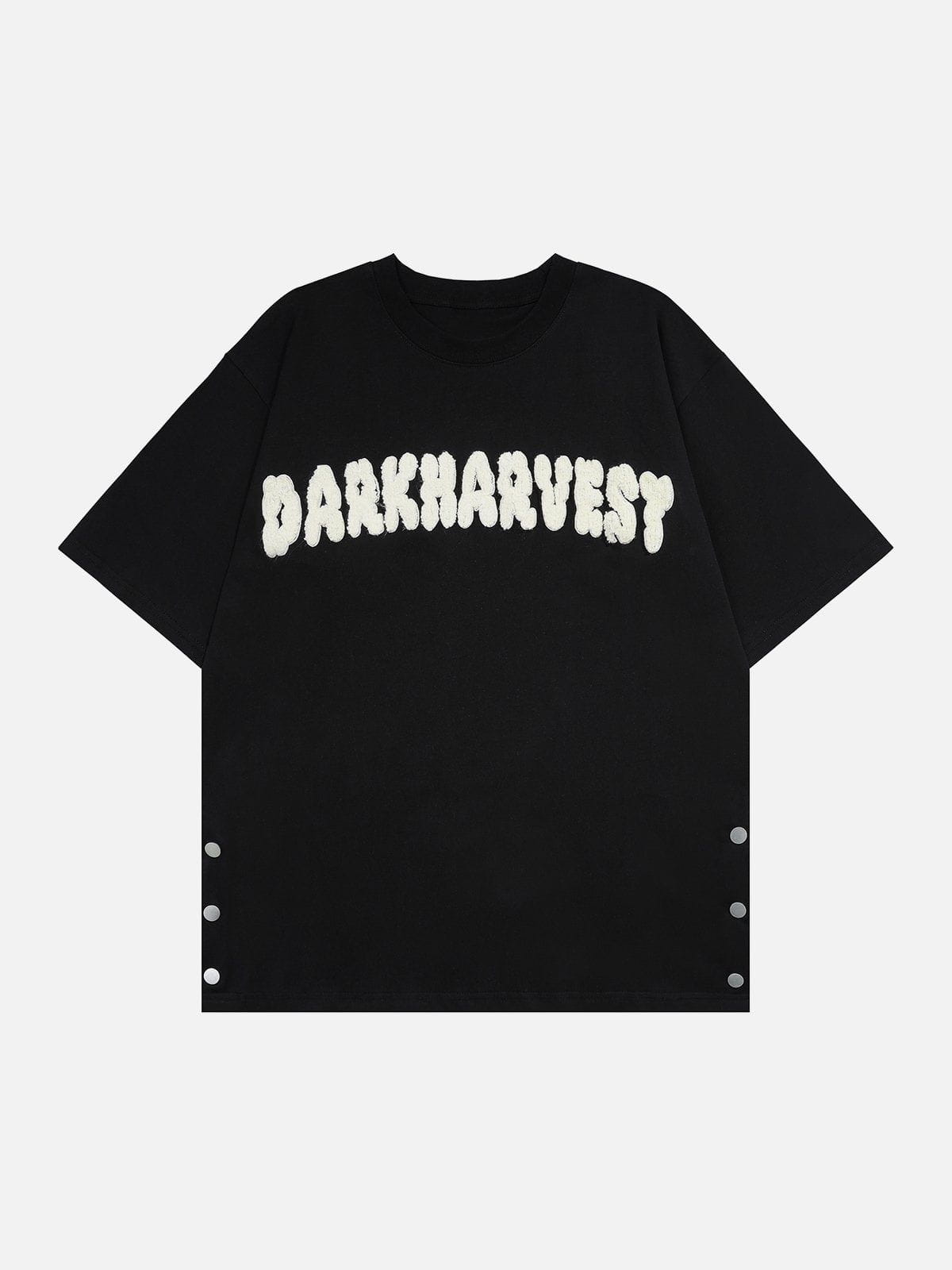 T-Shirt mit beflocktem Buchstaben-Schlitz 